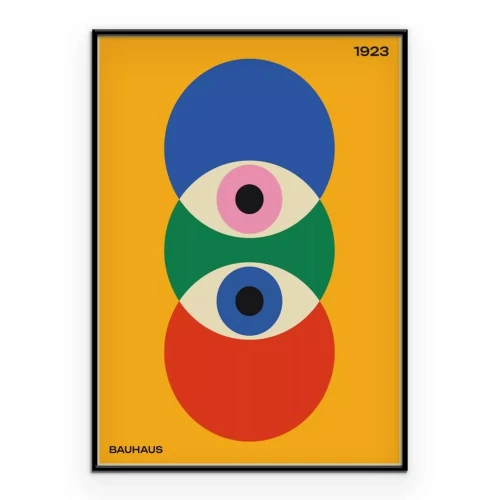 Poster Abstraktes Auge und geometrische Formen inspiriert vom Bauhaus
