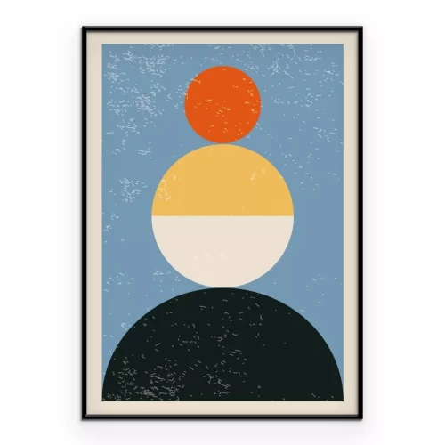 Poster Von Bauhaus inspirierte geometrische Komposition mit texturiertem Hintergrund