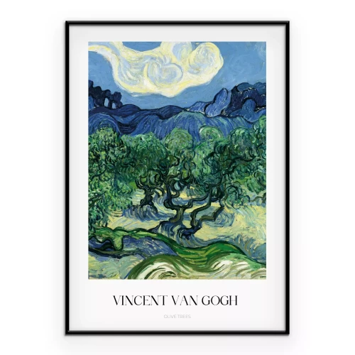 Poster Vincent van Gogh Olivenbäume mit den Alpen im Hintergrund