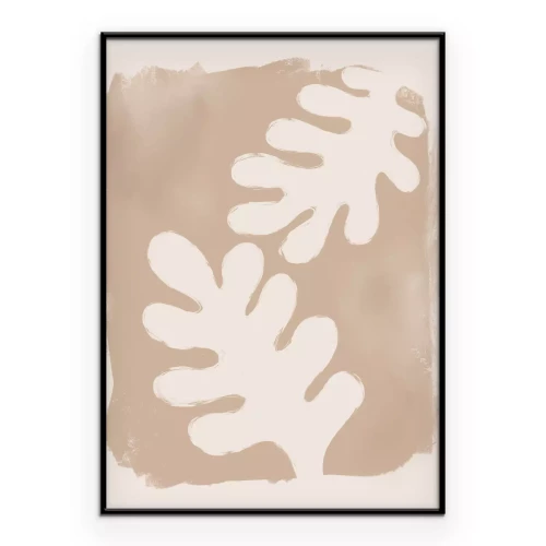 Poster Blätter auf beigem Hintergrund im Aquarellstil