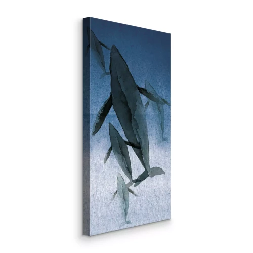 Bild Aquarell-Wale schwimmen im Ozean