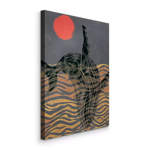 Bild Retro-Muster mit Wal und Sonnenuntergang