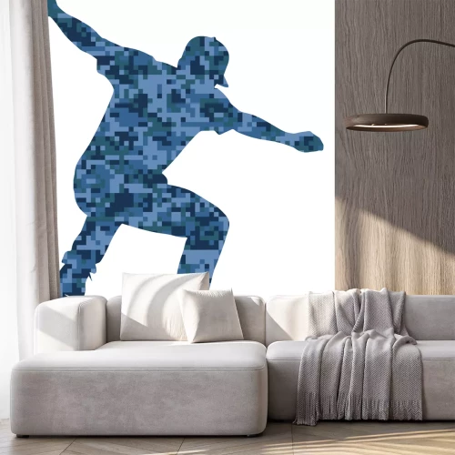 Sticker Silhouette eines Skateboarders im Pixelstil