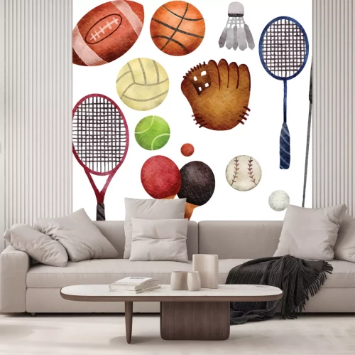 Sticker Aquarellgrafiken von Sportgeräten