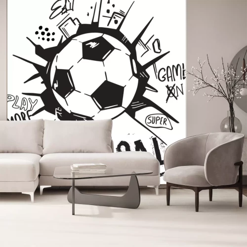 Sticker Fußball im Graffiti-Stil mit schwarz-weißen Inschriften