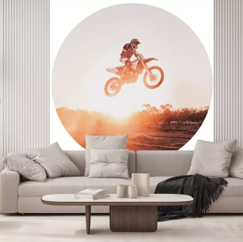 Sticker Motocross-Fahrer vor dem Hintergrund des Sonnenuntergangs