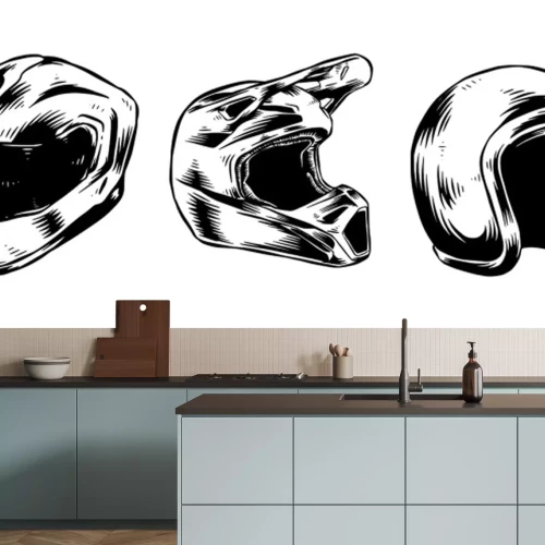 Sticker Schwarzer und weißer Motorradhelm