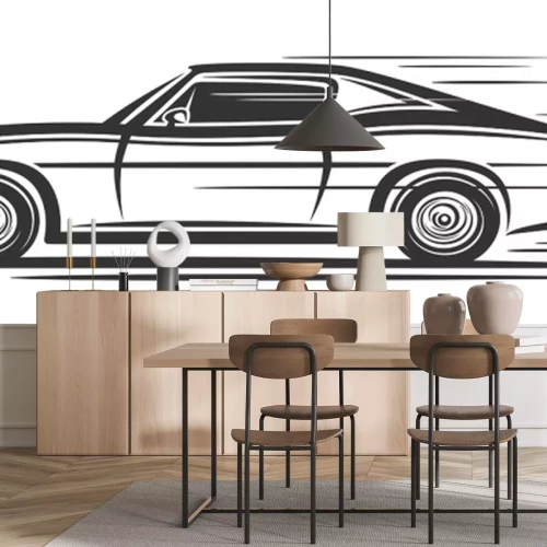 Sticker Retro-Sportwagen in Bewegung