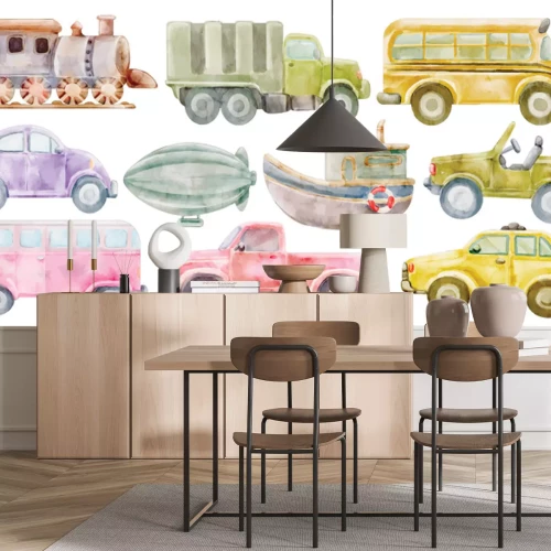 Sticker Bunte Aquarellfahrzeuge