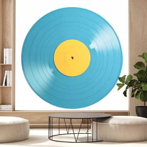 Sticker 3D-blaue Vinyl-Schallplatte