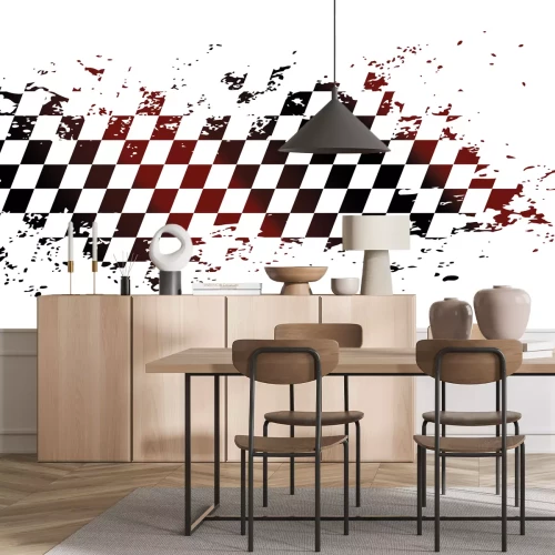 Sticker Schwarz-weiß karierte Grunge-Flagge