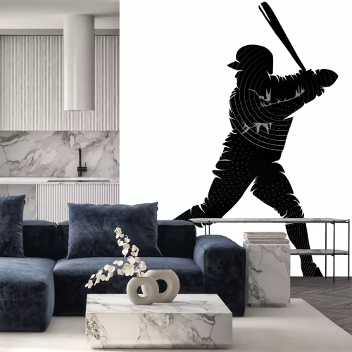 Sticker Minimalistische Silhouette eines Baseball-Schlagmanns