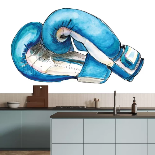 Sticker Blaue Aquarell-Boxhandschuhe