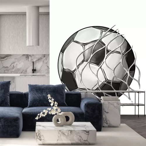 Sticker Ein Fußball, der im Tor landet.