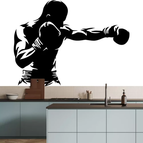 Sticker Schwarze Silhouette eines Boxers