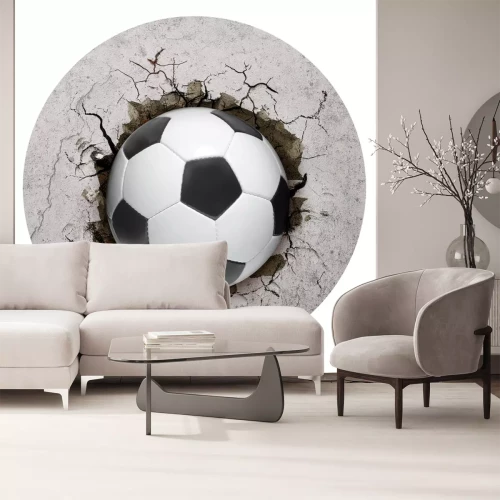 Sticker 3D-Fußball in Betonwand