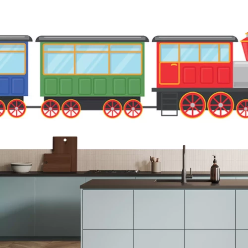 Sticker Bunte Lokomotive mit Waggons