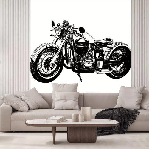 Sticker Schwarz-weißes Custom-Motorrad