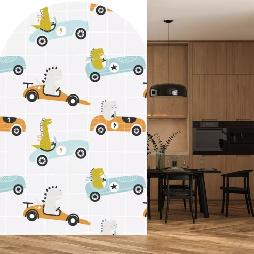 Sticker Krokodile in Rennwagen im skandinavischen Stil