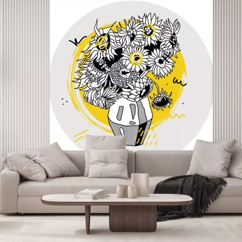 Sticker Abstrakte Sonnenblumen im Stil von Vincent van Gogh