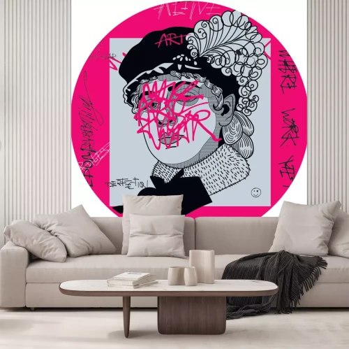 Sticker Abstraktes Pop-Art-Porträt mit Inschriften