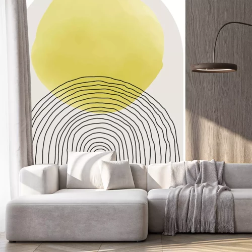 Sticker Abstrakte Bögen und gelber Kreis