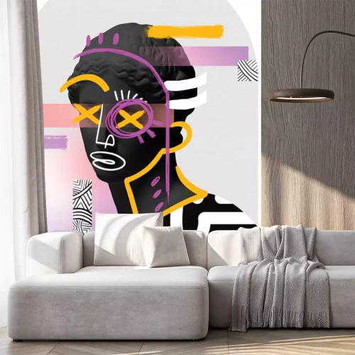 Sticker Abstrakte Collage mit einer Pop-Art-Skulptur