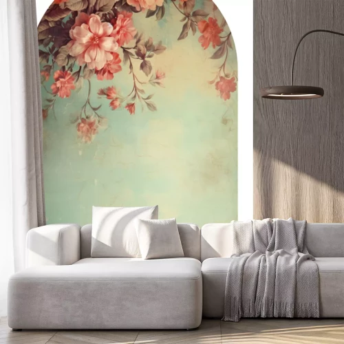 Sticker Blumen auf einem Vintage-Betonhintergrund