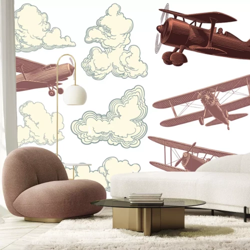 Sticker Flugzeuge und Wolken im Vintage-Stil