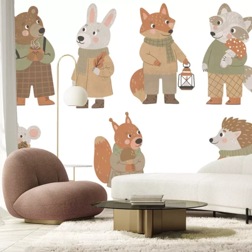 Sticker Waldtiere in Herbstkleidung