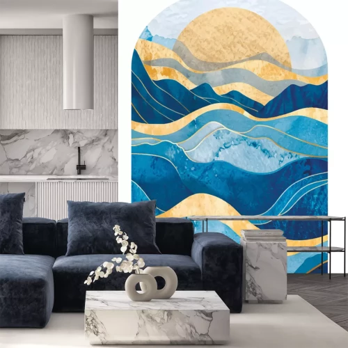 Sticker Abstrakte Landschaft aus Bergen und Meer