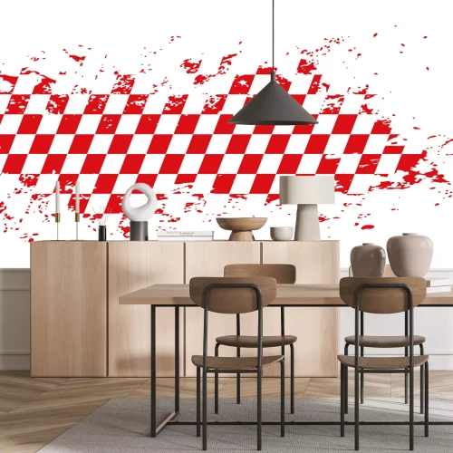 Sticker Rot-weiß karierte Rennflagge