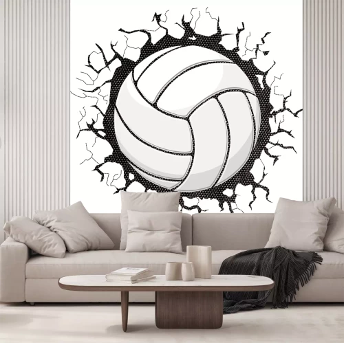 Sticker 3D-Volleyball durchbricht eine Wand