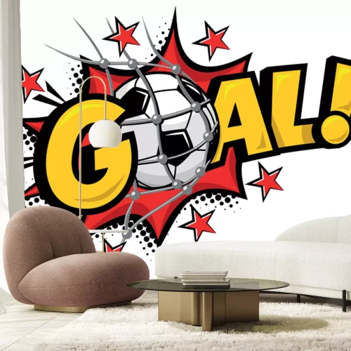 Sticker Fußball im Netz, Grafik im Comic-Stil