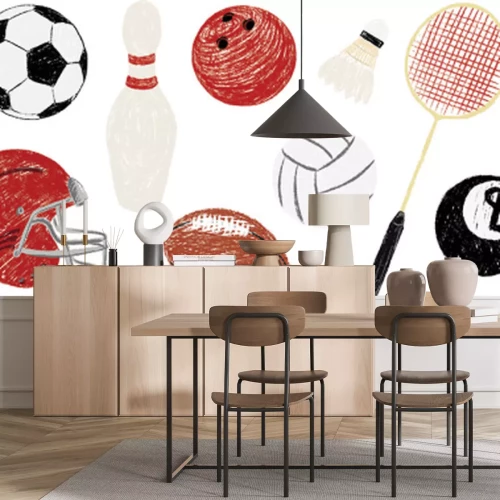 Sticker Sportgeräte im Sketch-Stil