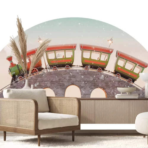 Sticker Ein Märchenzug auf einem steinernen Viadukt