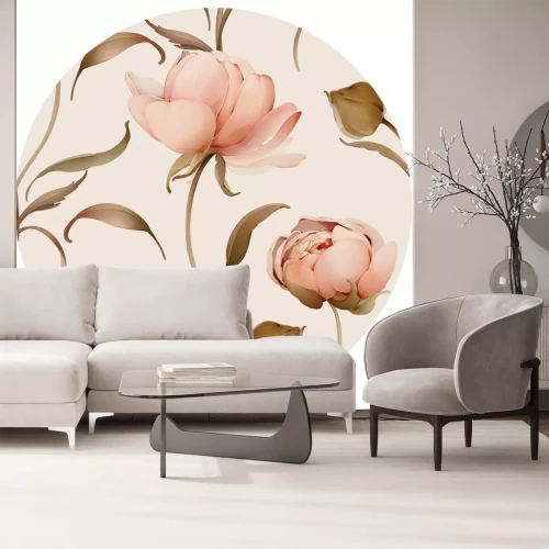 Sticker Aquarellillustration von Pfingstrosen