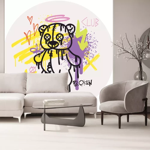 Sticker Teddybären und Straßenkunst-Inschriften