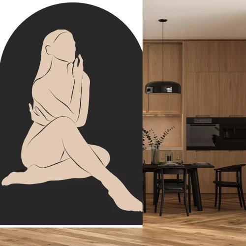 Sticker Minimalistische weibliche Silhouette im modernen Stil
