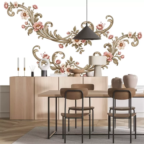 Sticker Blumenornament im Retro-Stil