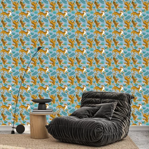 Tapete Exotisches Muster mit Tigern