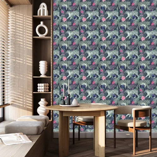 Tapete Gestreifte Tiger in den Tropen