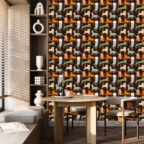 Tapete Ein Motiv mit langen Katzensilhouetten