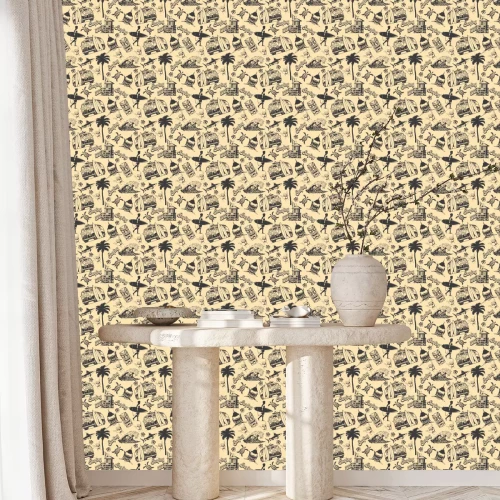 Tapete Vintage-Strandillustration