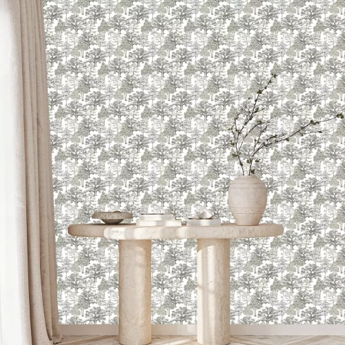 Tapete Vintage-Waldzeichnung