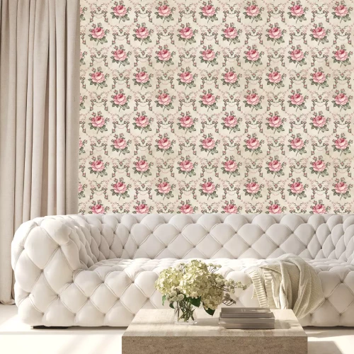 Tapete Rosenblumenmuster im englischen Stil