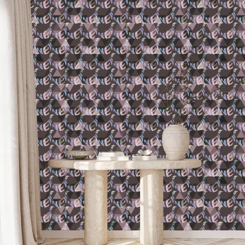 Tapete Die Inschrift „New York“ auf geometrischem Hintergrund aus Dreiecken