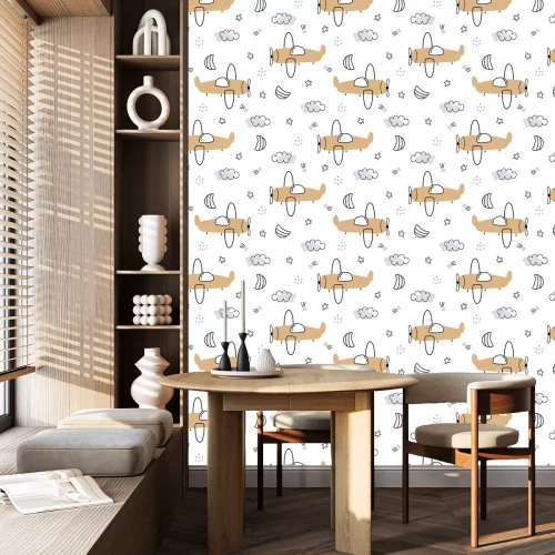 Tapete Flugzeuge im Cartoon-Stil