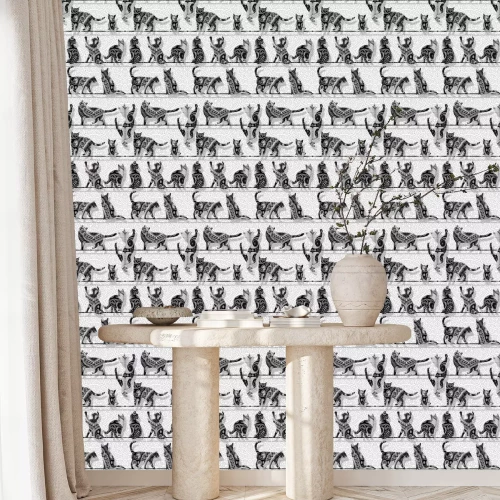 Tapete Stilisierte Katzen mit aufwendigen Mustern