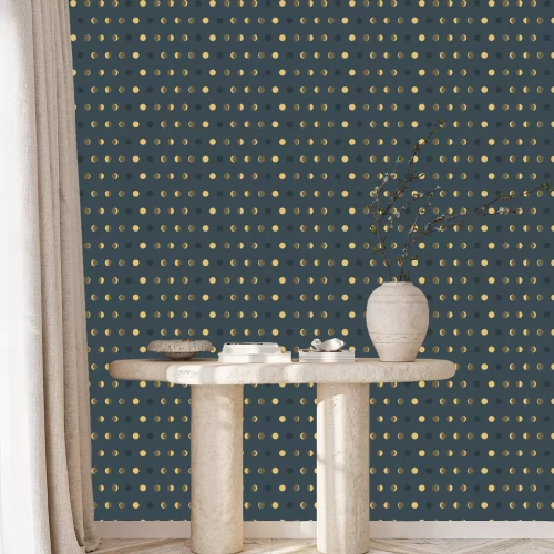 Tapete Goldene Monde vor dunklem Hintergrund